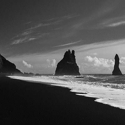 black and white beach