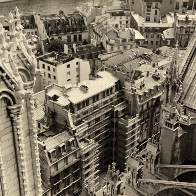 View of city as seen from the top of a cathedral