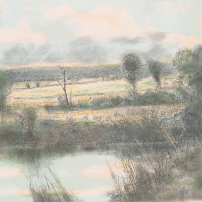 Lithograph of a Kansas landscape