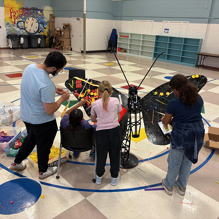 Students working on a sculpture project
