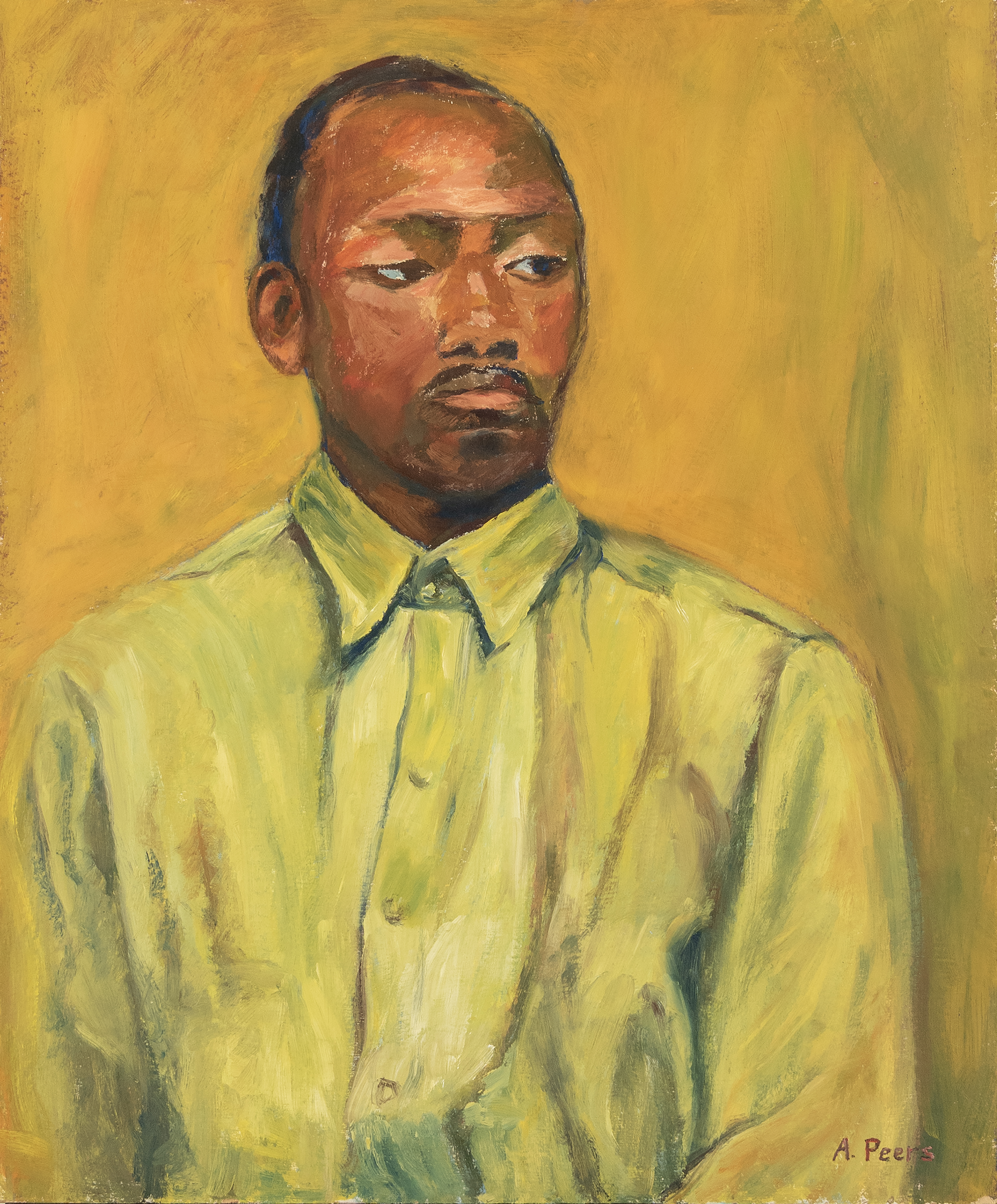 portrait of a man wearing green
